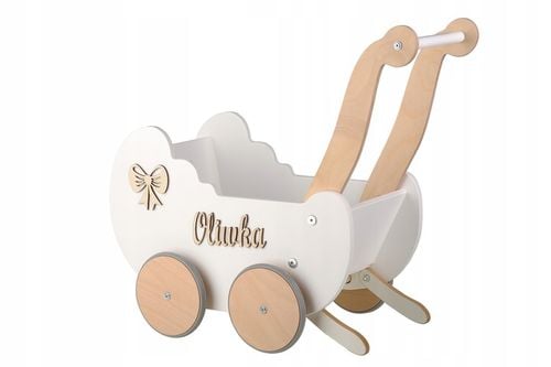 WÓZEK DLA LALEK DREWNIANY PCHACZ JEŹDZIK WÓZEK + IMIĘ PRODUCENT na Arena.pl
