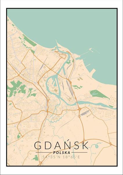 Gdańsk mapa kolorowa - plakat 20x30 cm zdjęcie 1