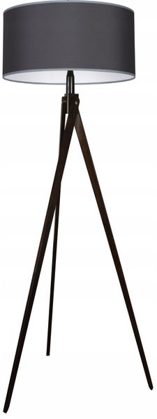 LAMPA PODŁOGOWA TRÓJNÓG, DREWNO, ABAŻUR zdjęcie 10