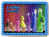 PROSTOKĄTNY OPŁATEK NA TORT A4 20x29CM - RAINBOW FRIENDS + IMIĘ