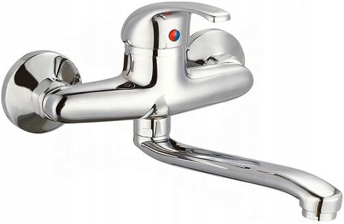 BATERIA ŁAZIENKOWA UMYWALKOWA DŁUGA WYLEWKA CHROM RUCHOMA WYLEWKA ŚCIENNA na Arena.pl