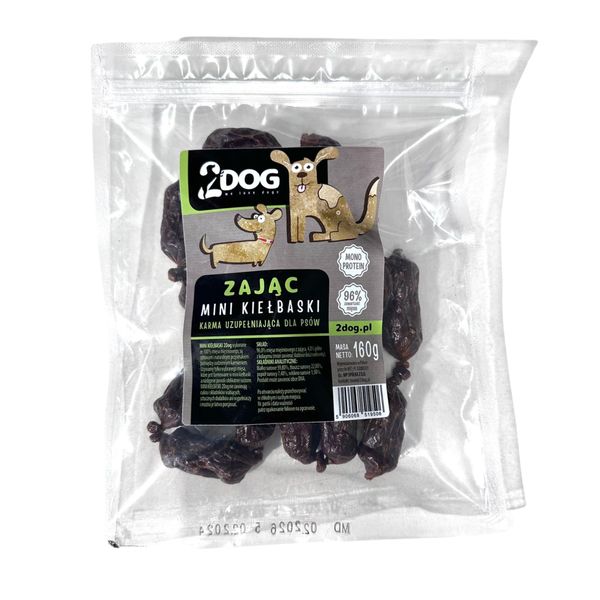 2Dog Mini Kiełbaski ZAJĄC 160 g zdjęcie 1