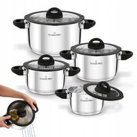 Zestaw GARNKÓW indukcja POKRYWKA STALOWE komplet GAZ Starke Pro Sante 8 el