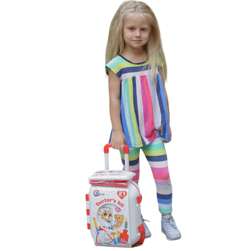 Walizka Zestaw Lekarski Mały Doktor Fartuch Czepek Strzykawka Stetoskop na Arena.pl