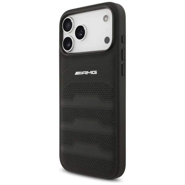 Etui AMG Leather Debossed Lines Logo do iPhone 17 Pro Max czarny zdjęcie 2