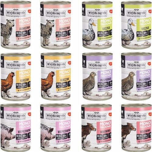 Wiejska Zagroda Karma dla Kota Mono Mix 12x 400g na Arena.pl