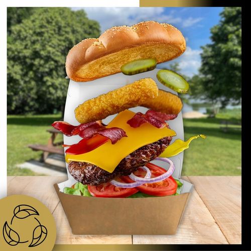 Opakowanie na Hamburgera Pudełko Burger Box Kraft Duże 150x150x80mm 100szt na Arena.pl