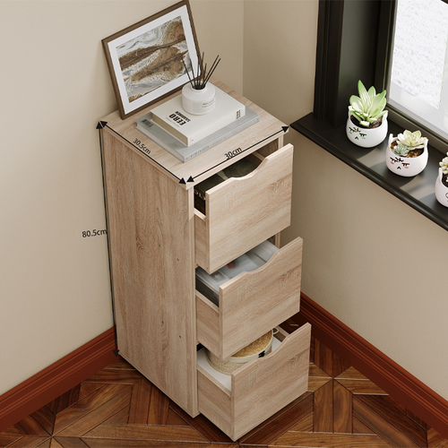 SZAFKA SŁUPEK Z SZUFLADAMI RUSTYKALNY DĄB KOMODA STOJĄCA WĄSKA POJEMNA na Arena.pl