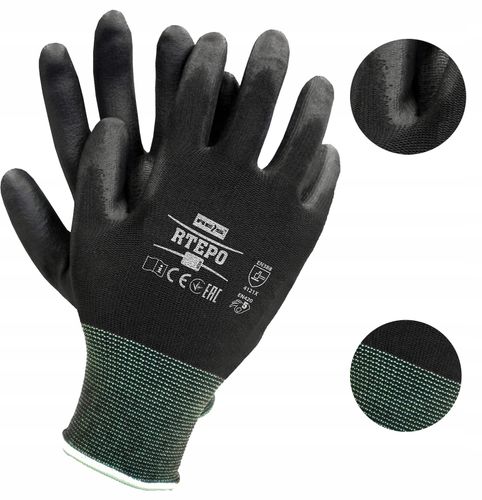 rękawice robocze / czarne / rozmiar: 8 - m / rtepo_bb8 na Arena.pl