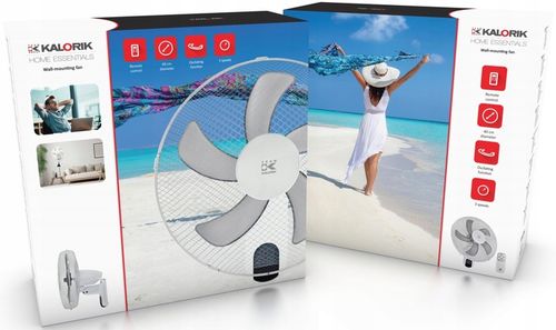 WENTYLATOR ŚCIENNY z PILOTEM Wiatrak na Ścianę BIAŁY 45W OSCYLACJA na Arena.pl