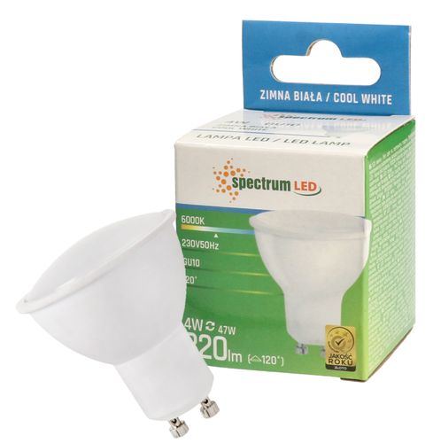 Żarówka LED GU10 4W=40W barwa zimna CW WOJ+13260 10 SZTUK SPECTRUM LED na Arena.pl