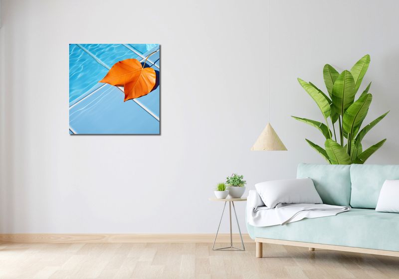 Obraz 70x70cm Liść przy Wodzie zdjęcie 2