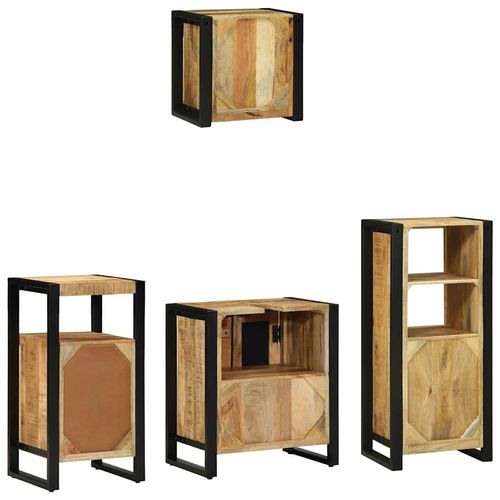 Zestaw mebli łazienkowych z półką 4 pcs Brązowy Drewno z mango na Arena.pl