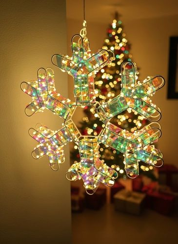 Ozdoba Do Okna Wisząca Śnieżynka Świąteczna LED Świecąca z Obu Stron 8 tryb na Arena.pl