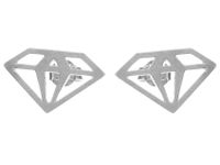 Delikatne rodowane gładkie srebrne kolczyki celebrytka diament diamond srebro 925 V028S