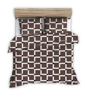 Pościel z kory 160x200 brązowa w asymetryczną kratkę