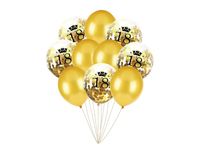 Zestaw balonów "18 urodziny z konfetti", złoty, 12 cali, 10 szt.