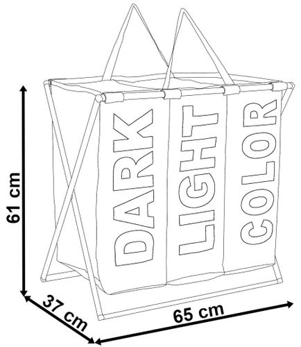 Trzykomorowy kosz na pranie TRIKO - 130L - czarny na Arena.pl