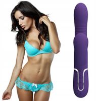 Wibrator silikonowy króliczek 4w1. Ergonomiczny uchwyt. Pochwa, łechtaczka