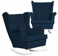 Fotel uszak bujany skandynawski welur Hunter  granatowy