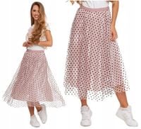 Spódnica Damska Tiulowa Elegancka Modna Zwiewna Różowa w Groszki MORAJ S/M