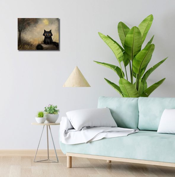 Obraz 40x30cm Czarny Kot zdjęcie 2