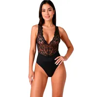 passion evalie body czarny s/m - koronka, odkryte plecy, elegancja