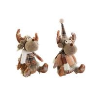 ozdoby świąteczne DKD Home Decor Brązowy Renifer 13 x 12 x 25 cm (2 Sztuk)