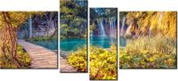 120CM 55 OBRAZ 4 ELEM JEZIORO PLITVICE JESIENIĄ ŚCIENNY