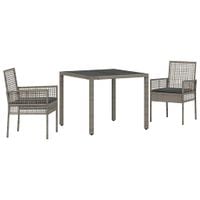Zestaw do jadalni w ogrodzie 3 pcs Szary Polirattan