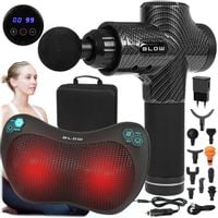 PISTOLET DO MASAŻU MASSAGE GUN USB-C + MASAŻER SHIATSU PODUSZKA MASUJĄCA