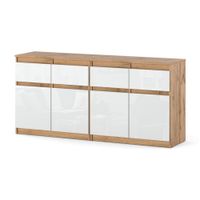 Komoda Nowoczesna Szafka Z 4 Szufladami Salon Sypialnia Wotan Biały Połysk