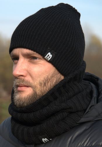 CZARNY KOMPLET MĘSKI CZAPKA + KOMIN TUBA W6 na Arena.pl