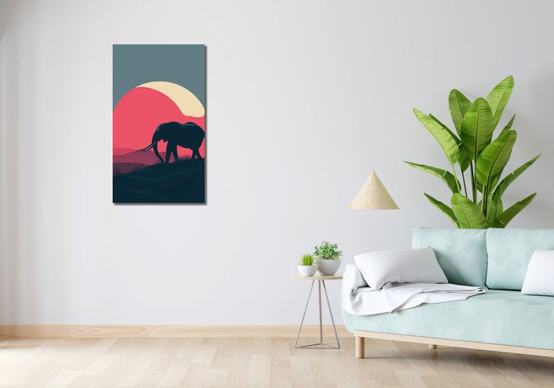 Obraz 50x90cm Słoń przy Czerwieni zdjęcie 2