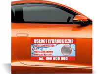Magnes na samochód reklama magnetyczna 60x30 cm HYDRAULIK twoja nazwa tekst