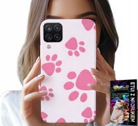ETUI DO SAMSUNG GALAXY A22 5G - RÓŻOWE PSIE ŁAPKI, PLECKI, OBUDOWA CASE