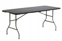 STÓŁ OGRODOWY ROZKŁADANY SKŁADANY CATERINGOWY BANKIETOWY 180x74cm czarny