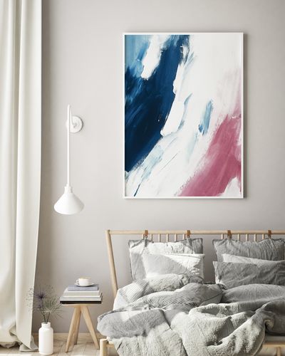 Plakat abstrakcja bordowo niebieska 29,7x42 cm A3 na Arena.pl