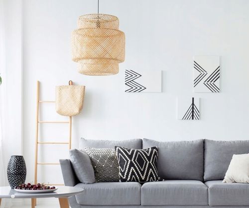 Lampa wisząca BOHO bambusowa czarna 38cm TH06 na Arena.pl
