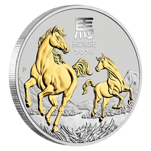 Perth Mint: Lunar III - Rok Konia pozłacany 1 uncja Srebra 2026 Proof (w etui) na Arena.pl