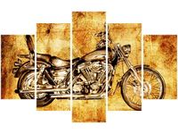 70 100CM OBRAZ 5 ELEM ZABYTKOWY MOTOCYKL DRUK PŁÓTNO