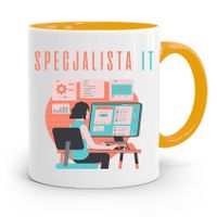 Kubek Żółty Informatyka Programisty Specjalista It Z Nadrukiem Ze Zdjęciem