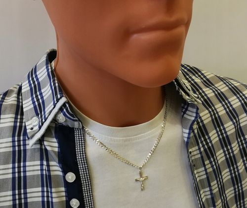 Łańcuszek Srebrny Męski 925 Pancerka 3,80mm z Krzyżykiem Grawer GRATIS na Arena.pl