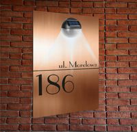 miedziana TABLICZKA ADRESOWA aluminiowa numer domu lampka led pionowa 40x30