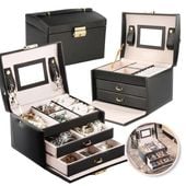 szkatułka na biżuterię, kuferek w kolorze czarnym pd49cz