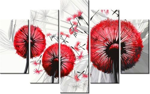 70 100CM OBRAZ 5 ELEM DMUCHAWCE CZERWIENI DRUK PŁÓTNO na Arena.pl