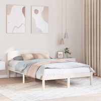 Ramka łóżka Z zagłówkiem Biały 140 x 190 cm Lite drewno sosnowe