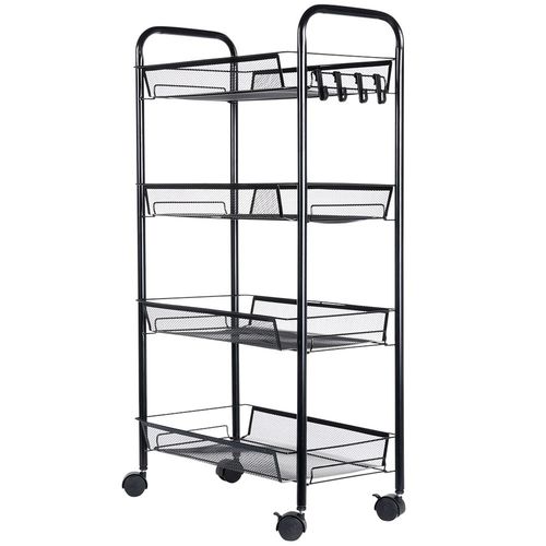 Wózek na Kółkach Mobilny Regał Kuchenny Łazienkowy 4 Poziomowy Szafka Półka na Arena.pl