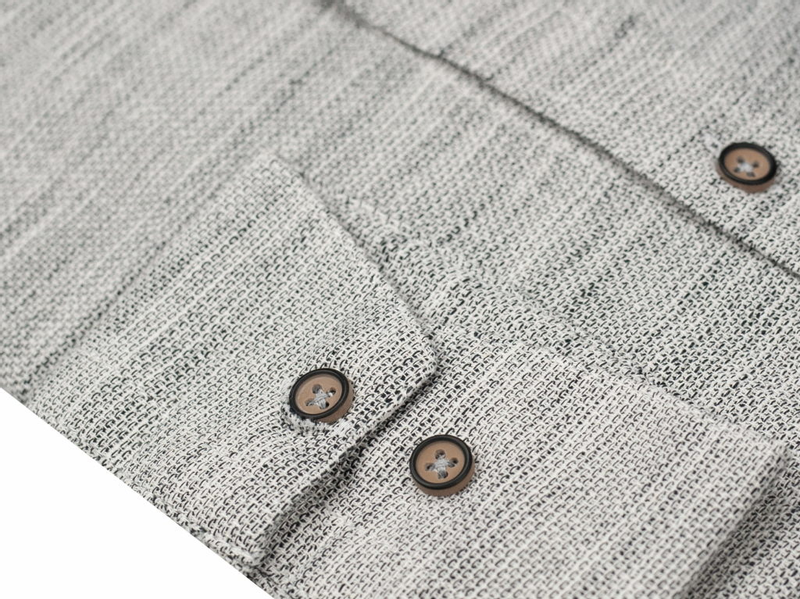 Koszula męska ze stójką slim fit lniana bawełna a'la len L-41/42 zdjęcie 3