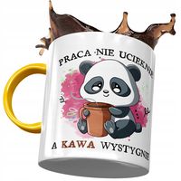 Kubek Żółty Śmieszny Praca Nie Ucieknie Prezent Z Nadrukiem Ze Zdjęciem